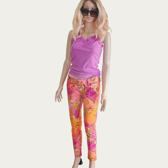 Decree Women's Skinny Jeans - Vibrant Pink and Orange, Sz 7, EUC - Picture 1 of 10